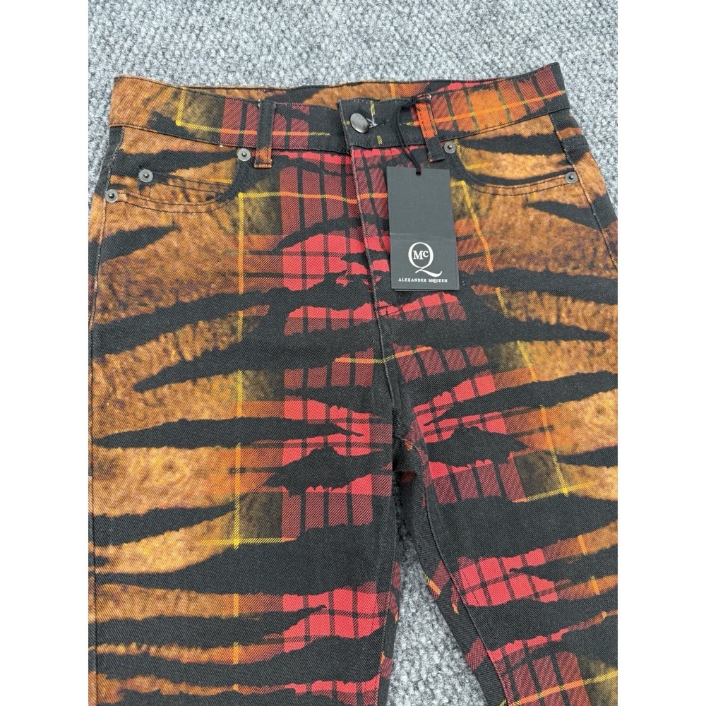 Alexander McQueen Size 26 Skinny Jeans Pants High Rise Tiger Check Tartan MCQ - Picture 3 of 16